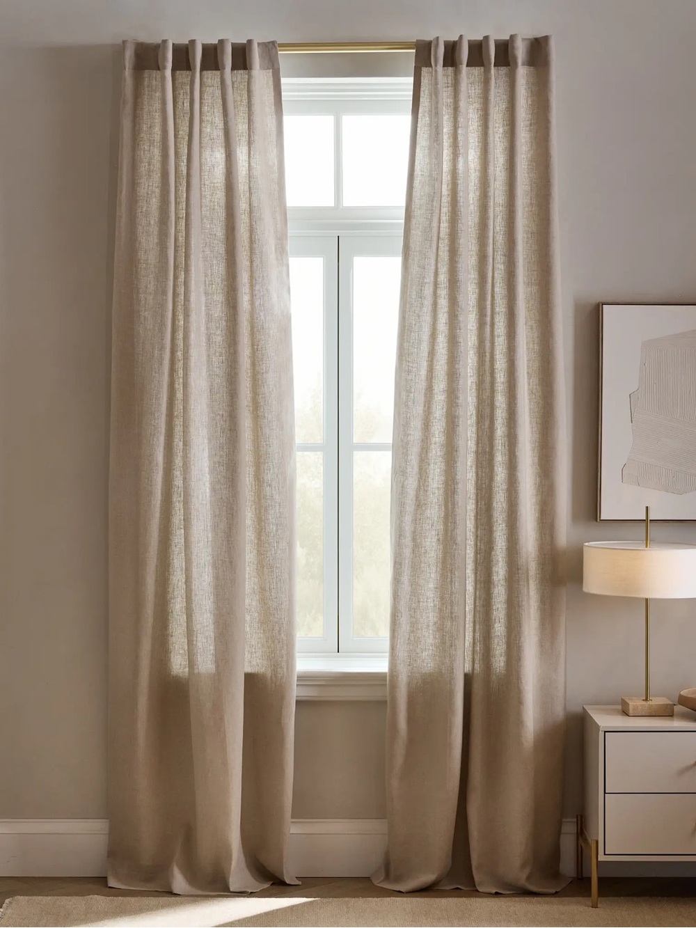 Quince European Linen Curtain Panel 48x96 Dark Flax Light Filtering